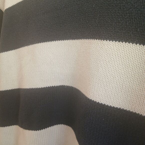 John Galt Navy Blue & Off White Striped Crew Neck 100% Cotton Sweater O/S - Picture 7 of 11